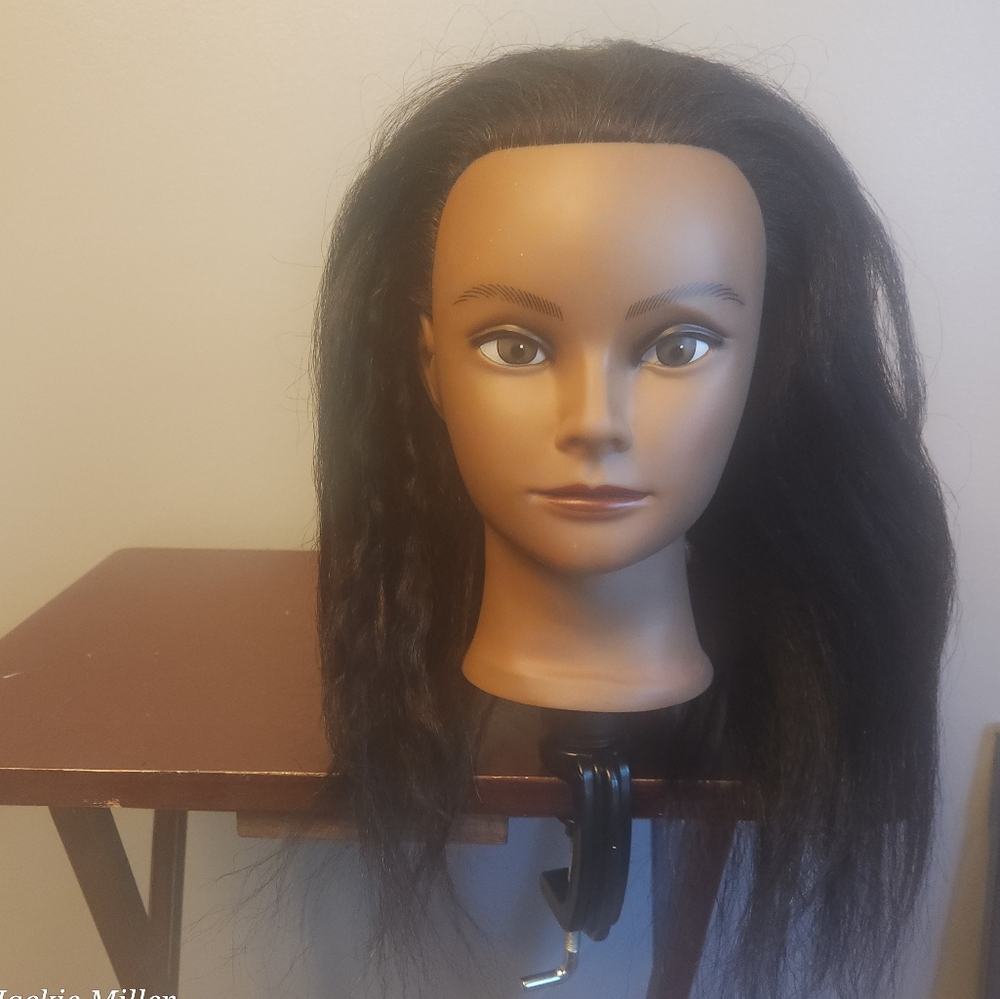 Women's Hair Mannequin Head black straight hair for braiding or twisting